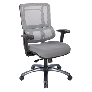 Scranton & Co Gray Mesh Back Office Chair with Titanium Base in Coal Fabric