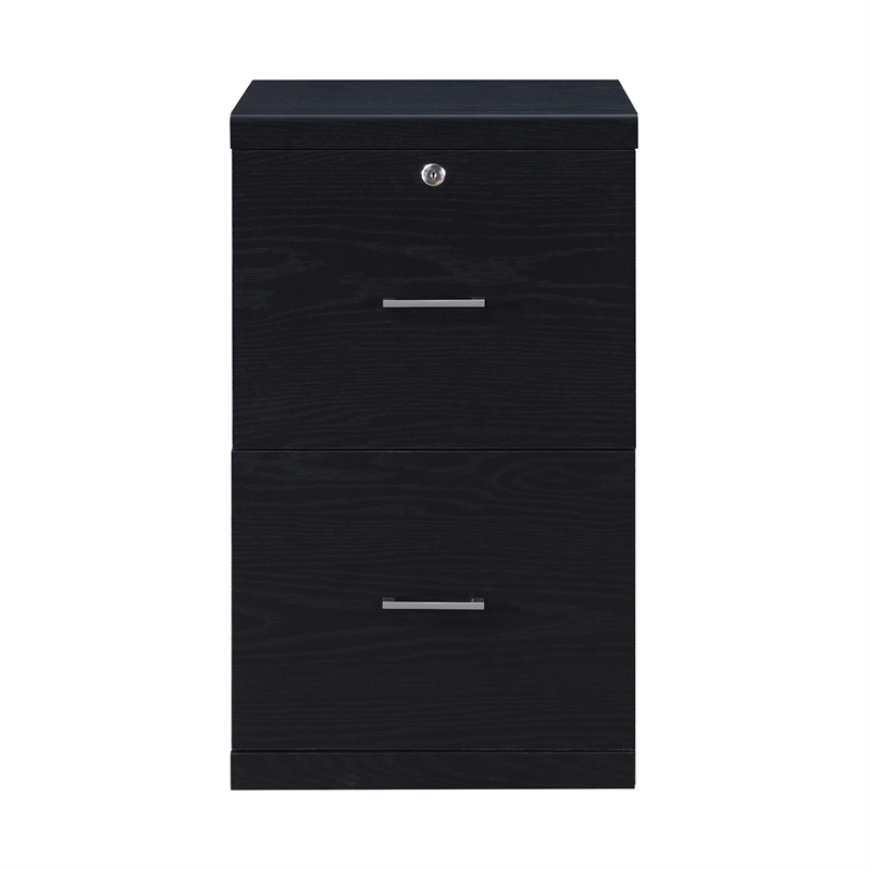 Scranton & Co 2-Drawer Locking Vertical File Cabinet in Black Woodgrain