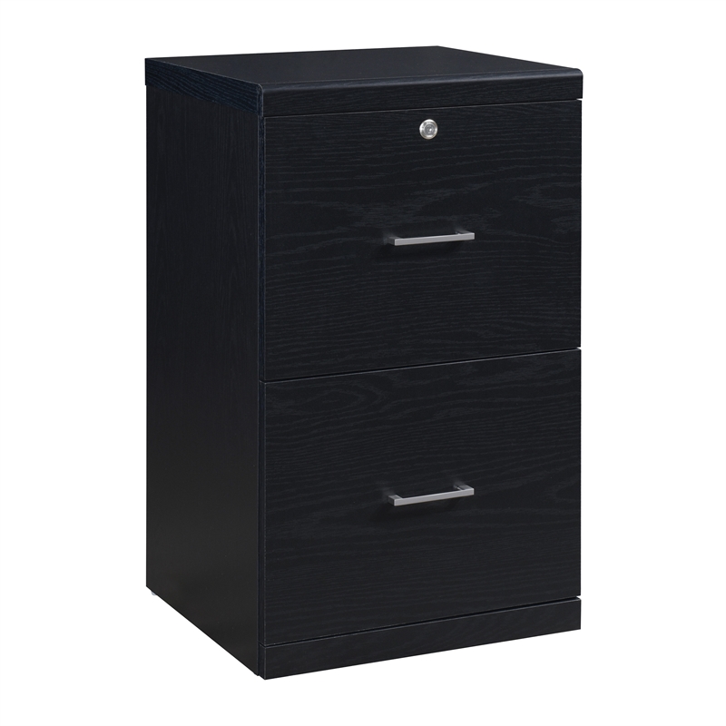 Scranton & Co 2-Drawer Locking Vertical File Cabinet in Black Woodgrain