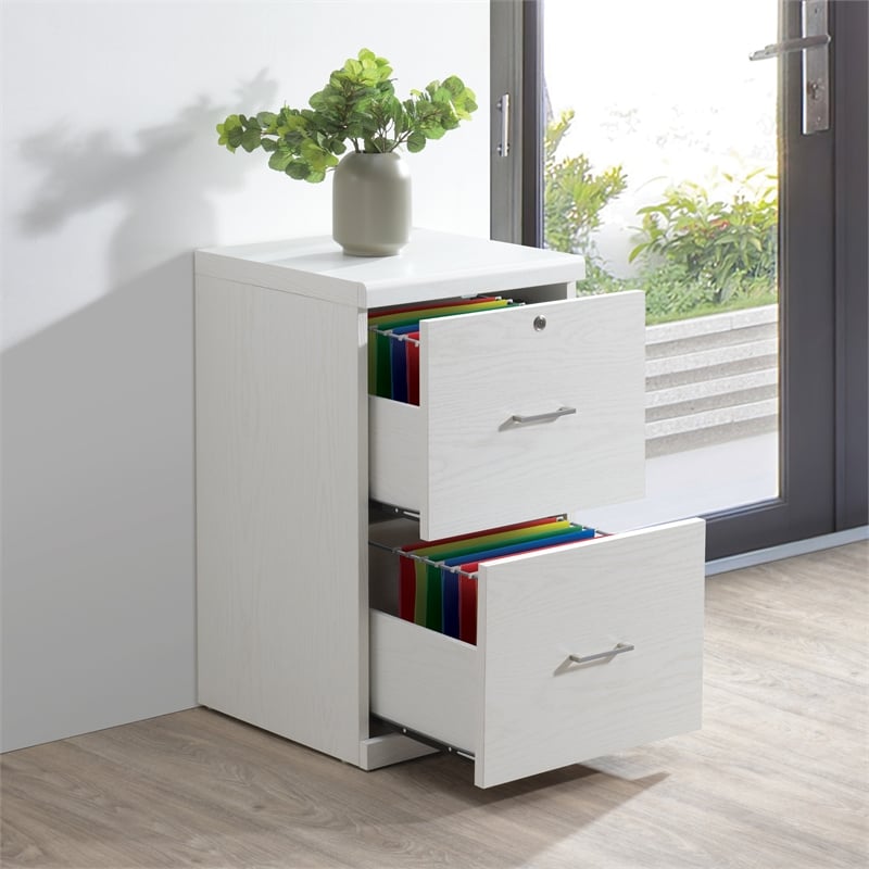 Scranton & Co 2-Drawer Locking Vertical File Cabinet in White Woodgrain