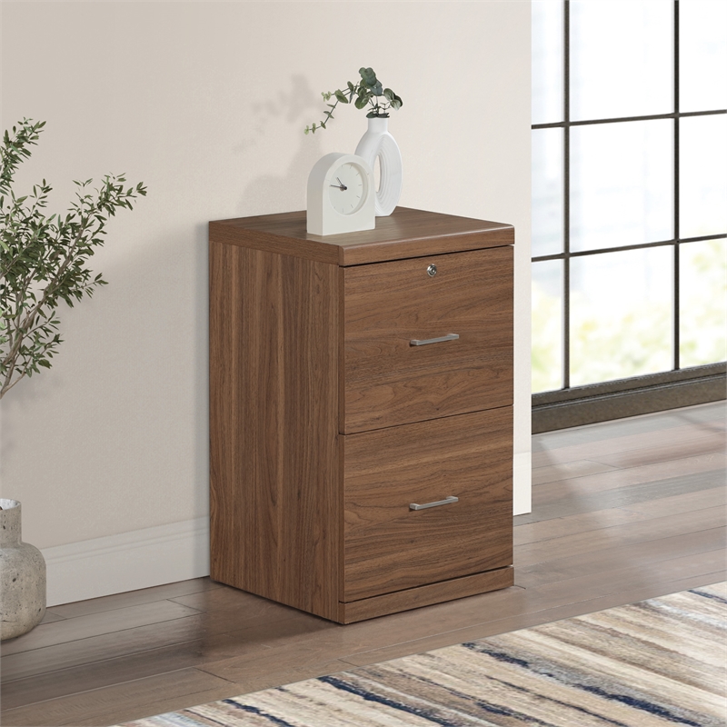 Scranton & Co 2-Drawer Locking Vertical File Cabinet in Majestic Walnut