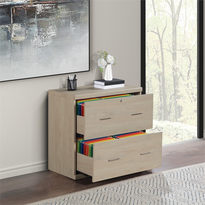 Scranton & Co 2-Drawer Locking Lateral File Cabinet in Norwegian Alder