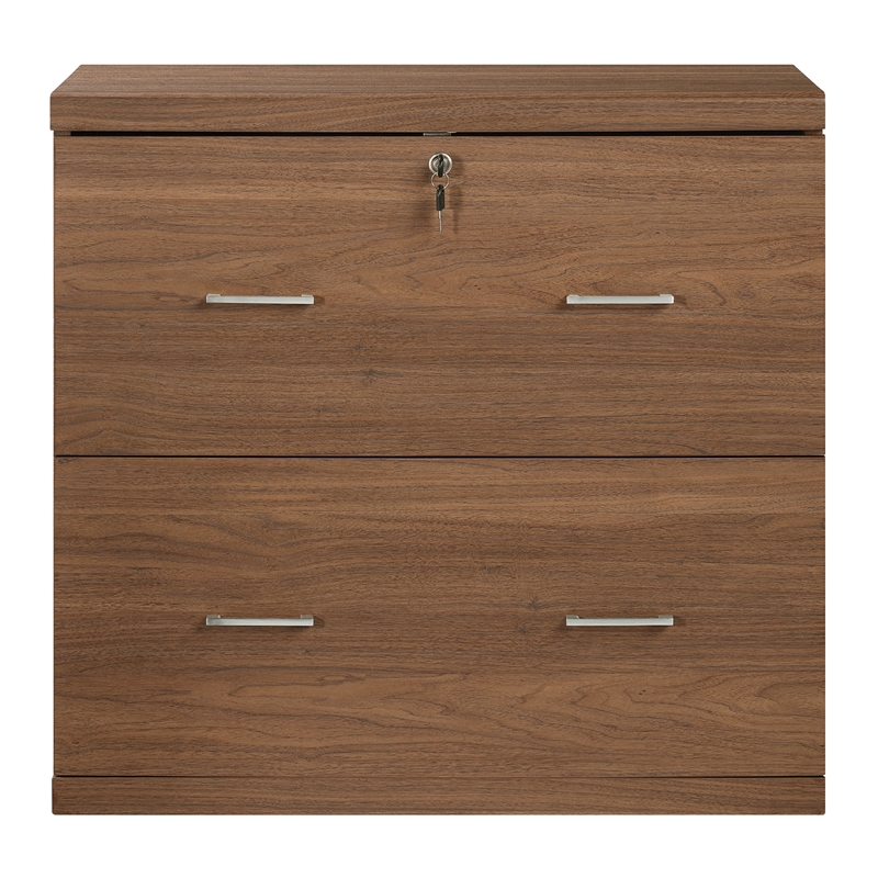 Scranton & Co 2-Drawer Locking Lateral File Cabinet in Majestic Walnut