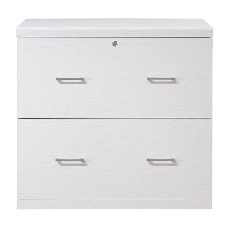 Scranton & Co 2-Drawer Locking Lateral File Cabinet in White Woodgrain