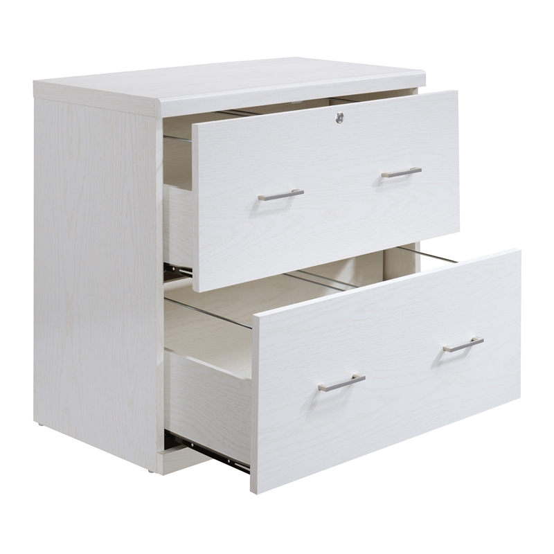 Scranton & Co 2-Drawer Locking Lateral File Cabinet in White Woodgrain