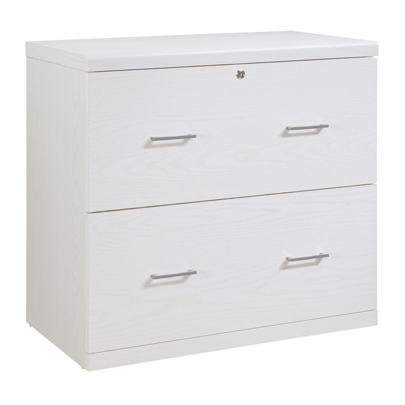 Scranton & Co 2-Drawer Locking Lateral File Cabinet in White Woodgrain