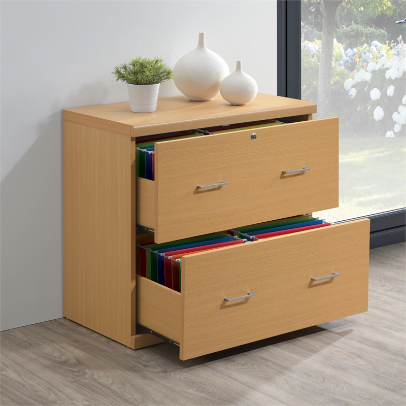 Scranton & Co 2-Drawer Locking Lateral File Cabinet in Natural Woodgrain