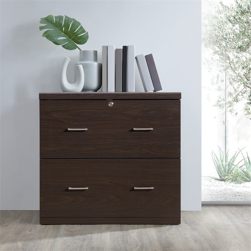 Scranton & Co 2-Drawer Locking Lateral File Cabinet in Espresso Woodgrain