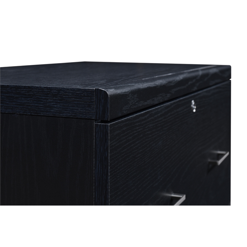 Scranton & Co 2-Drawer Locking Lateral File Cabinet in Black Woodgrain