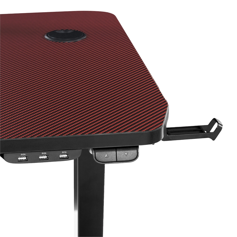 Scranton & Co Electric Gaming Desk in Red with RGB LEDs and Monitor Mount