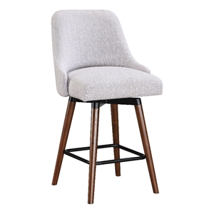 Scranton & Co 26&quot Swivel Counter Stool in Fog Gray with Espresso Legs