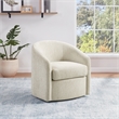 Scranton & Co Barrel Swivel Chair in Linen White with Sinuous Spring Support