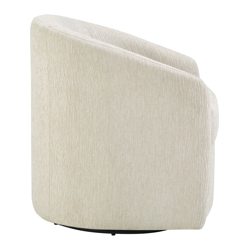 Scranton & Co Barrel Swivel Chair in Linen White with Sinuous Spring Support