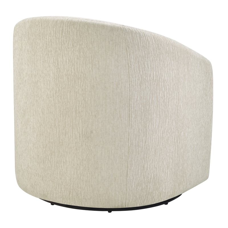 Scranton & Co Barrel Swivel Chair in Linen White with Sinuous Spring Support
