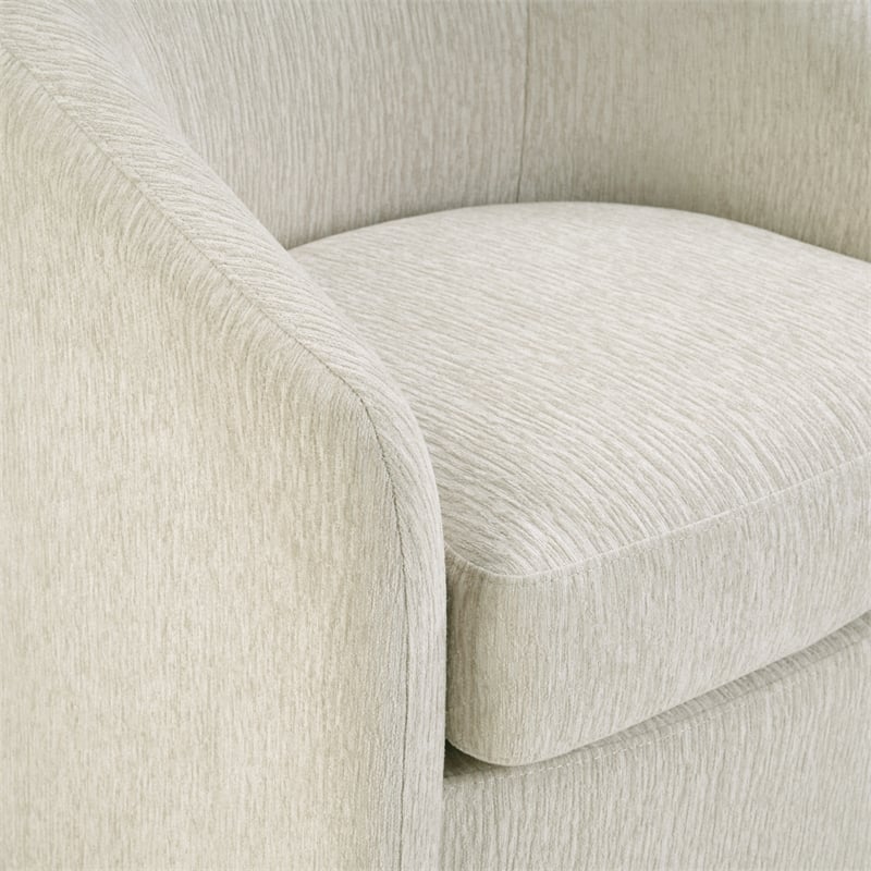 Scranton & Co Barrel Swivel Chair in Linen White with Sinuous Spring Support