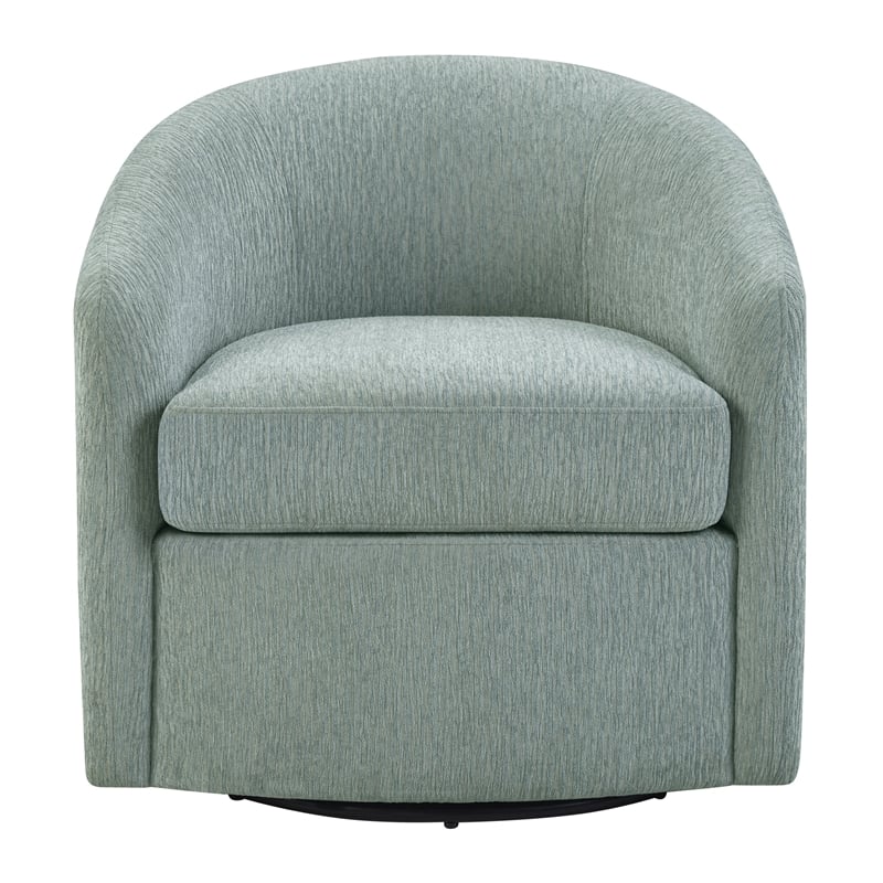 Scranton & Co Barrel Swivel Chair in Blue Mist Coastal Fabric