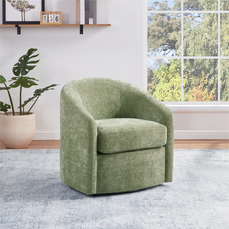 Scranton & Co Barrel Swivel Chair in Leaf Green Coastal Fabric
