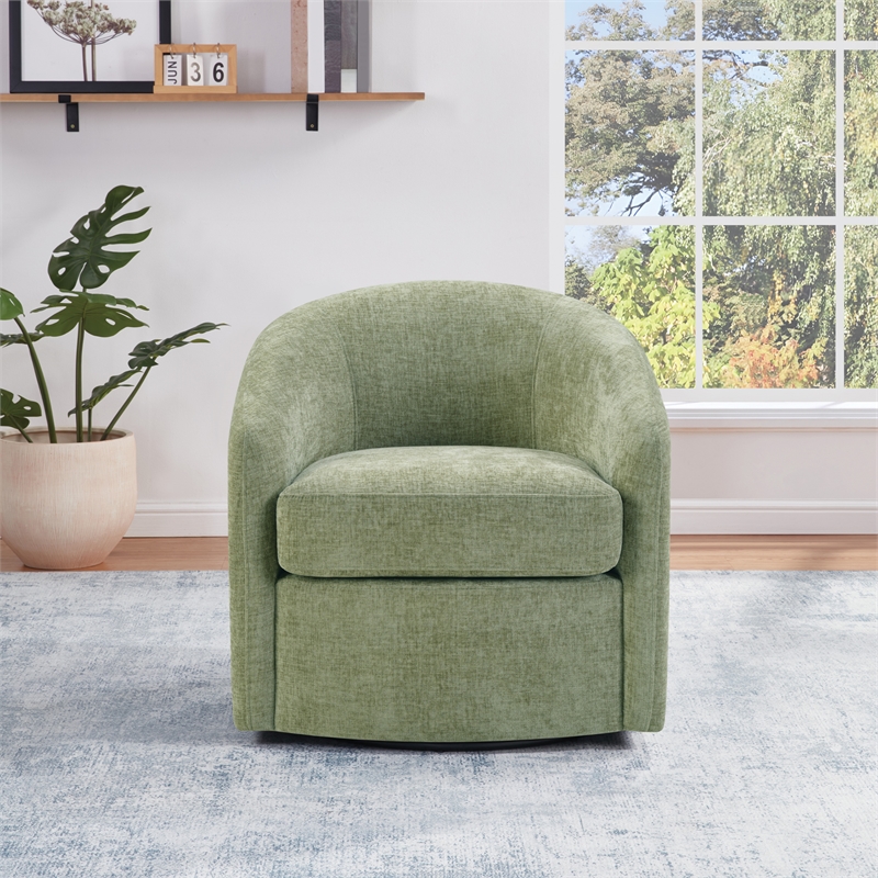 Scranton & Co Barrel Swivel Chair in Leaf Green Coastal Fabric