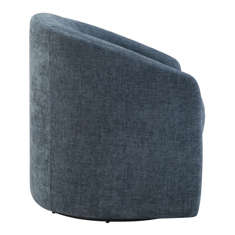 Scranton & Co Barrel Swivel Chair in Blue Denim Coastal Fabric