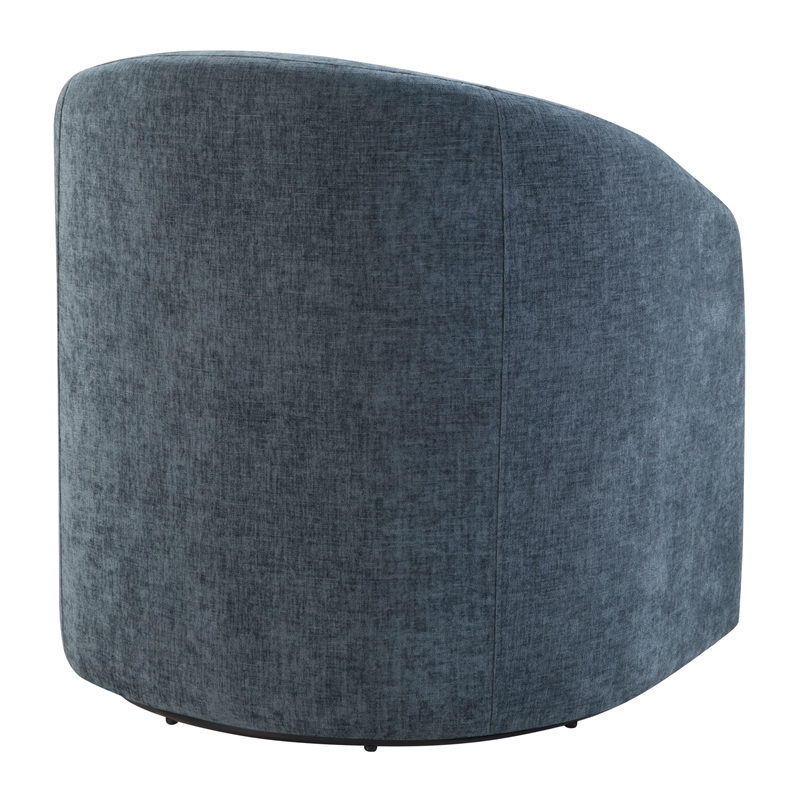 Scranton & Co Barrel Swivel Chair in Blue Denim Coastal Fabric