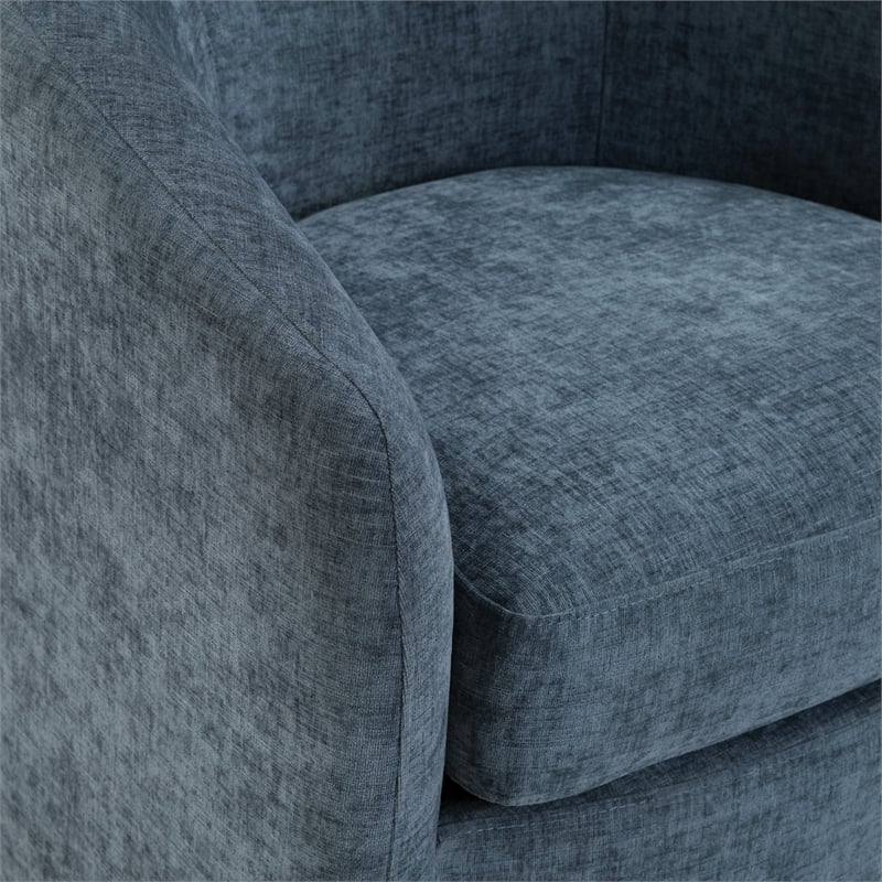 Scranton & Co Barrel Swivel Chair in Blue Denim Coastal Fabric