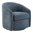 Scranton & Co Barrel Swivel Chair in Blue Denim Coastal Fabric