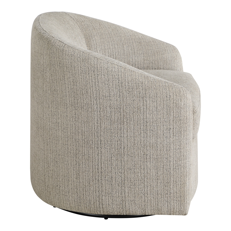 Scranton & Co Barrel Swivel Chair in Gray Marble Coastal Fabric