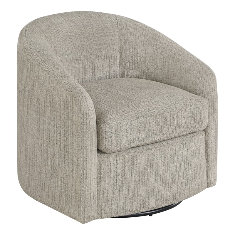 Scranton & Co Barrel Swivel Chair in Gray Marble Coastal Fabric
