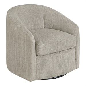 Scranton & Co Barrel Swivel Chair in Gray Marble Coastal Fabric
