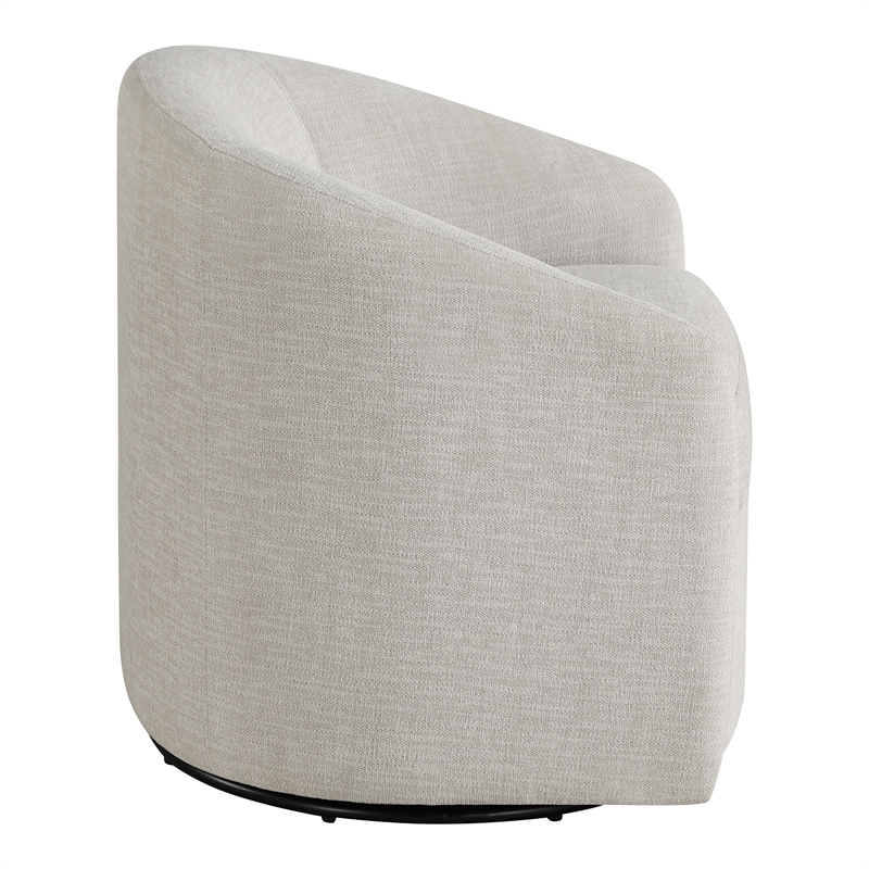 Scranton & Co Contemporary Barrel Swivel Chair in Stone Coastal Fabric