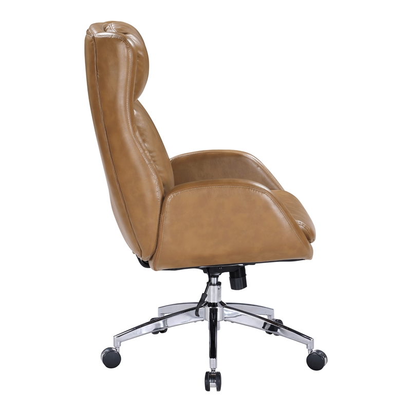 Scranton & Co Executive Office Chair in Nutmeg Faux Leather Tufted