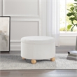 Scranton & Co Round Storage Ottoman in Ivory Sherpa with Wood Feet