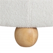 Scranton & Co Round Storage Ottoman in Ivory Sherpa with Wood Feet
