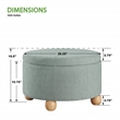 Scranton & Co Round Storage Ottoman in Light Gray Mist Fabric Wood Feet