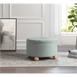 Scranton & Co Round Storage Ottoman in Light Gray Mist Fabric Wood Feet