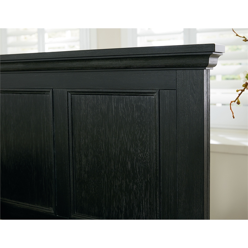 Scranton & Co Queen Bed Headboard in Rustic Black Wood Veneer Finish