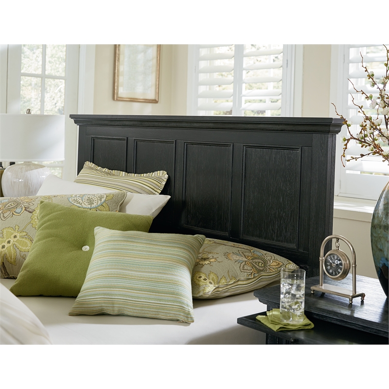 Scranton & Co Queen Bed Headboard in Rustic Black Wood Veneer Finish