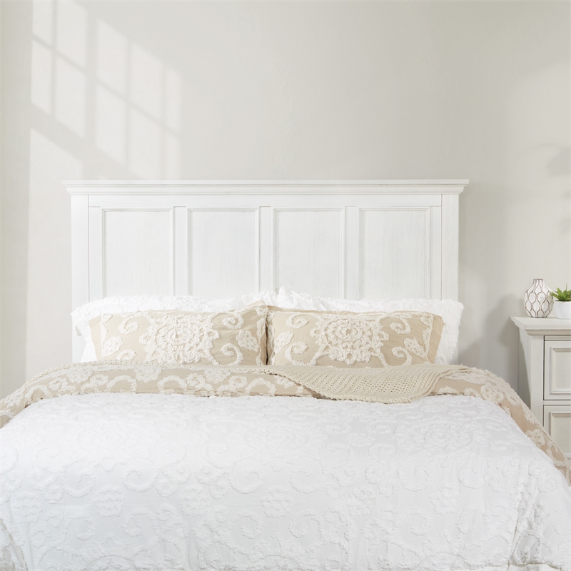 Scranton & Co Queen Bed Headboard in Rustic White Wood Veneer Finish