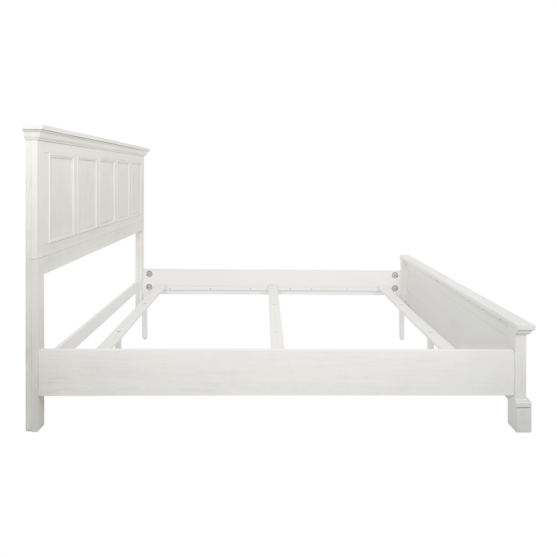 Scranton & Co King Bed Set with Headboard and Footboard in Rustic White