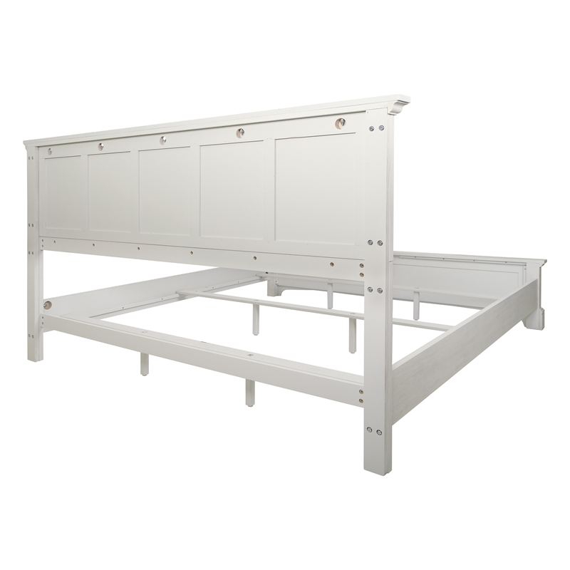 Scranton & Co King Bed Set with Headboard and Footboard in Rustic White