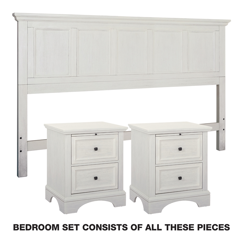 Scranton & Co King 3-Piece Bedroom Set in Rustic White Engineered Wood