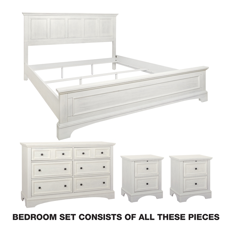 Scranton & Co King 4-Piece Bedroom Set with Dresser in Rustic White Wood