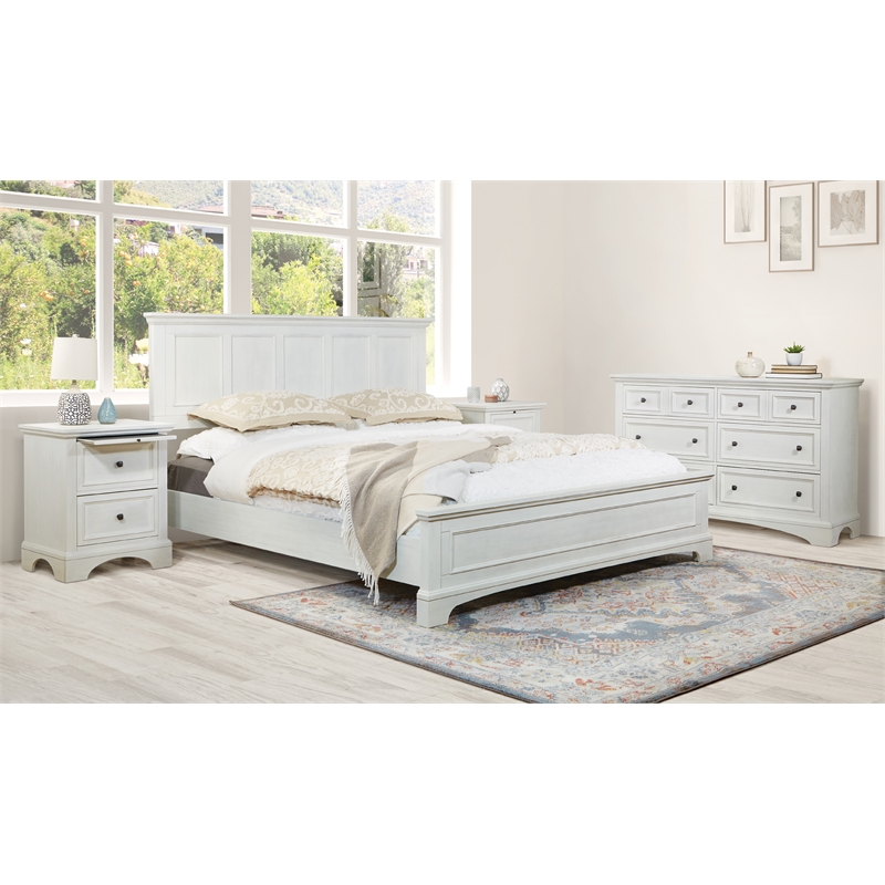 Scranton & Co King 4-Piece Bedroom Set with Dresser in Rustic White Wood