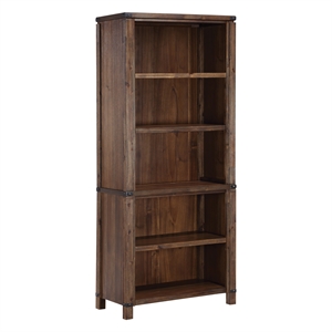 Scranton & Co 72&quot Bookcase in Brushed Walnut with Adjustable Shelves