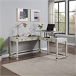 Scranton & Co Sit-to-Stand L-Desk in Champagne Oak Engineered Wood