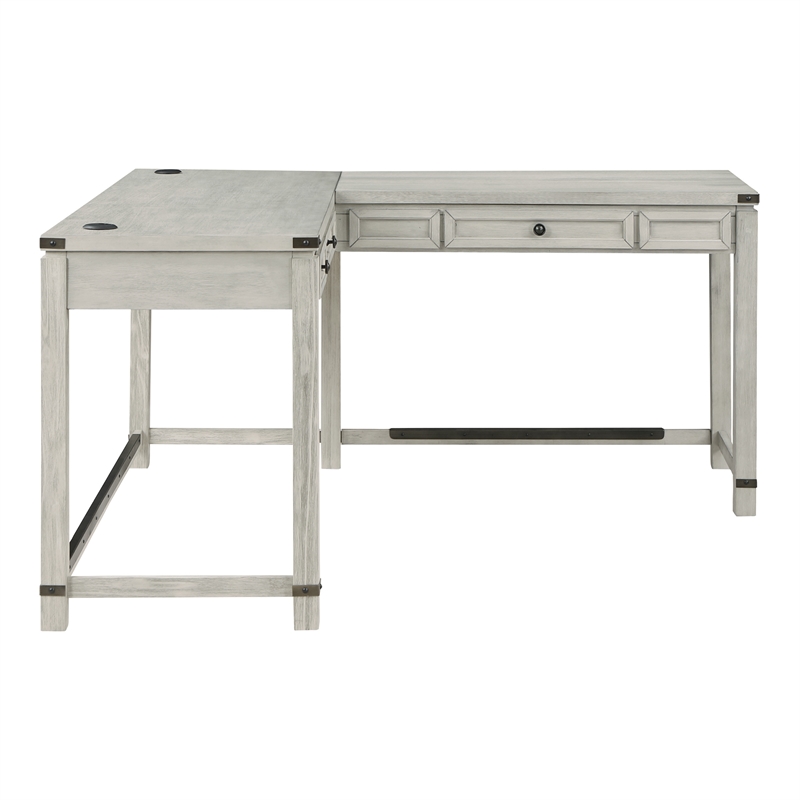 Scranton & Co Sit-to-Stand L-Desk in Champagne Oak Engineered Wood