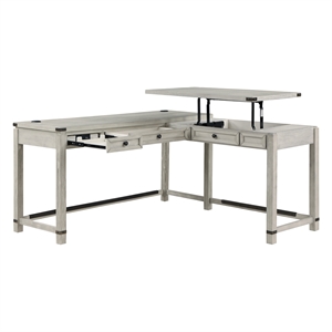 Scranton & Co Sit-to-Stand L-Desk in Champagne Oak Engineered Wood
