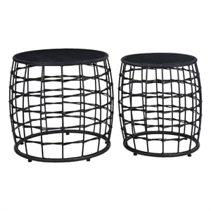Scranton & Co 2-Piece Nesting Drum Tables in Black Engineered Wood
