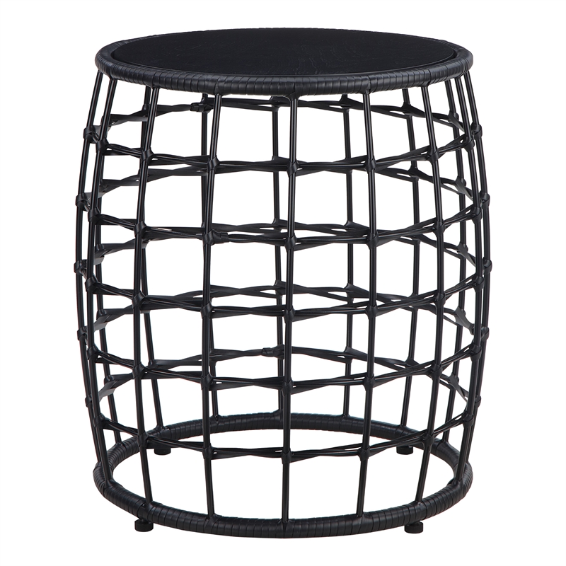 Scranton & Co 2-Piece Nesting Drum Tables in Black Engineered Wood