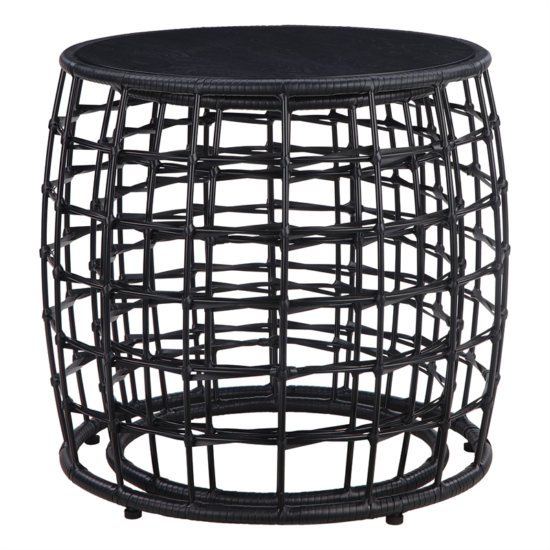 Scranton & Co 2-Piece Nesting Drum Tables in Black Engineered Wood